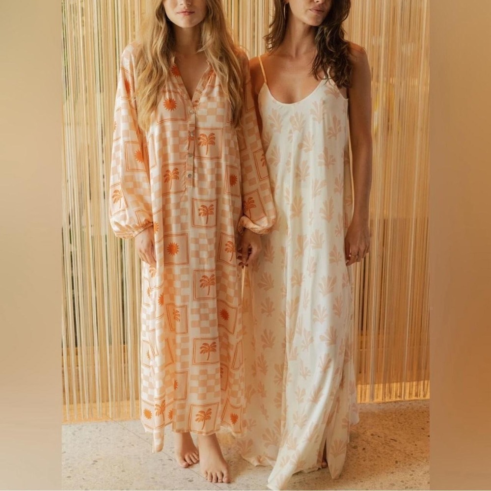 Citrine Swim Leta Tan Reef‎ Shell Dress Resort Low Back Beach Acacia Maxi Tank